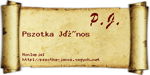 Pszotka János névjegykártya